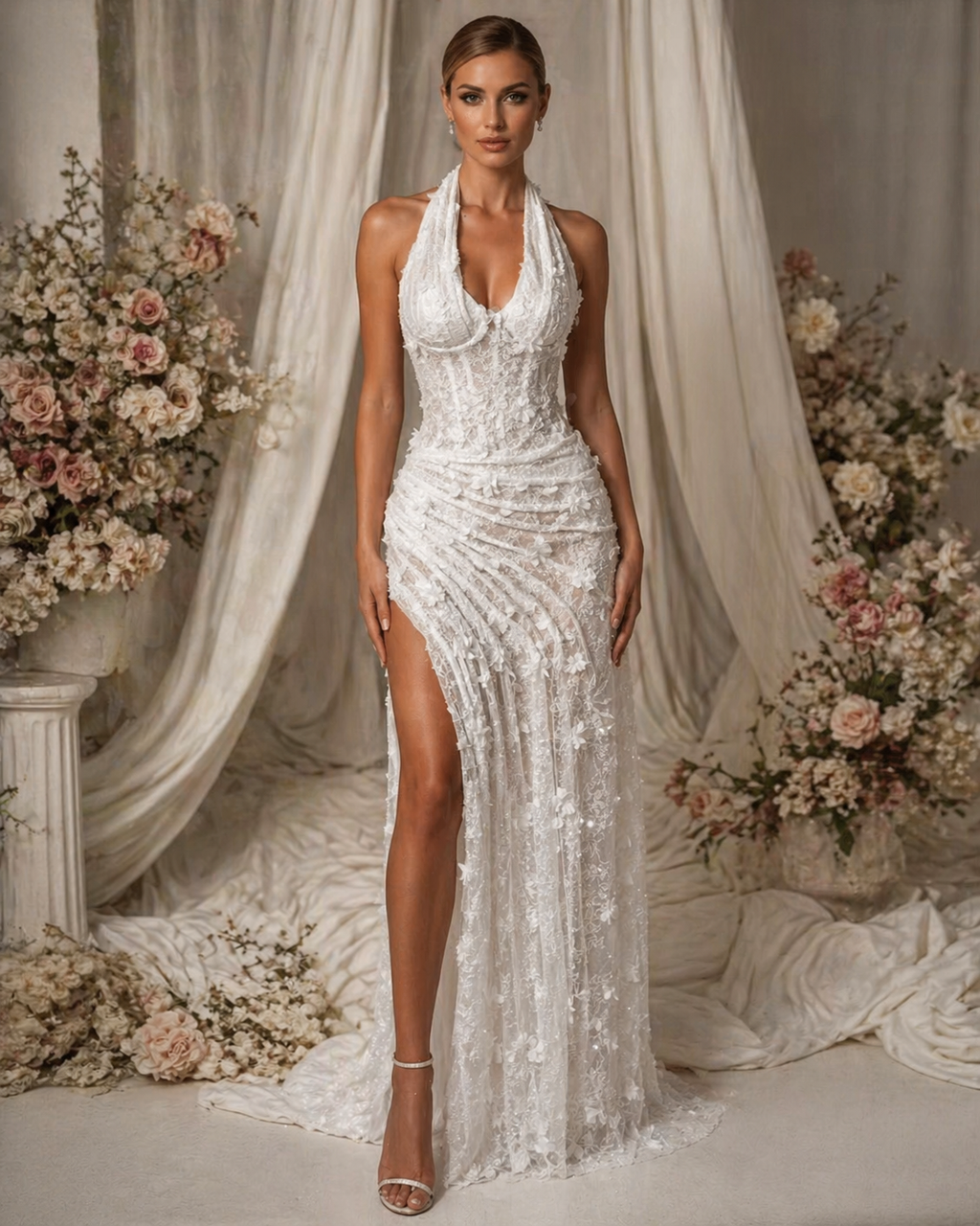 Amara Ivory Floral Gown
