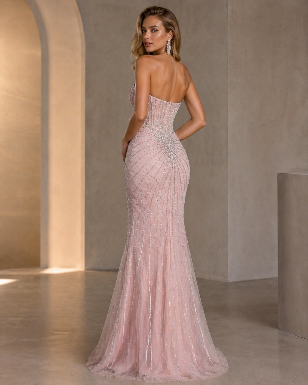 Seraphina Blush Beaded Gown