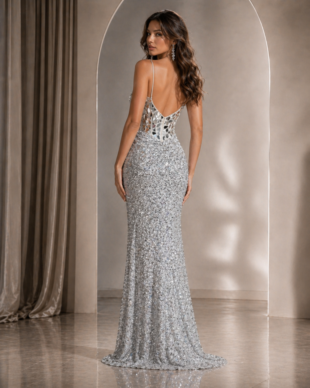 Mirage Silver Crystal Gown