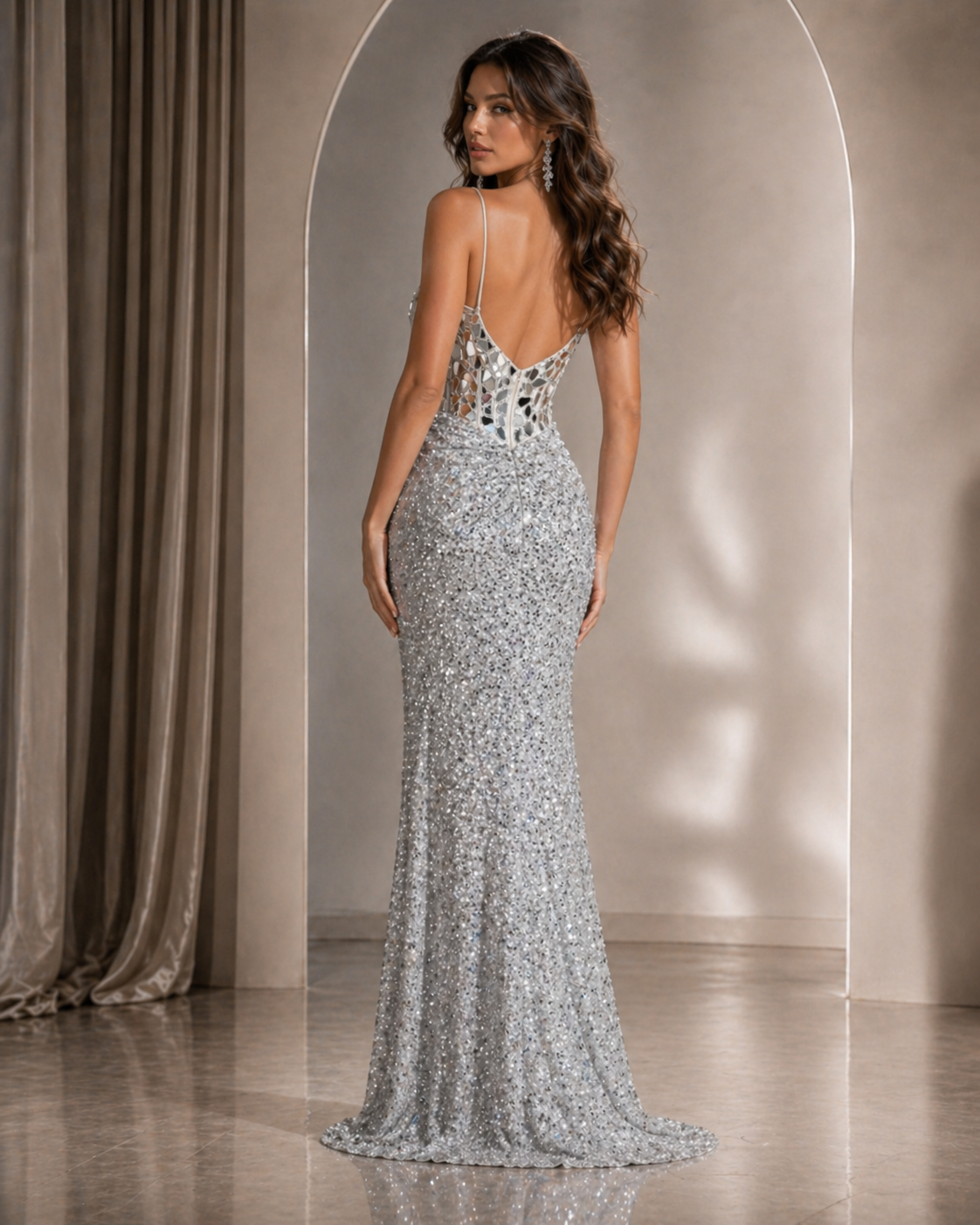 Mirage Silver Crystal Gown
